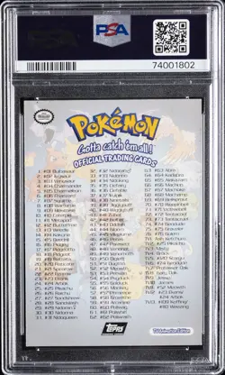 1999 TOPPS POKEMON TV FOIL CHECKLIST PSA AUTHENTIC AUTO 9 - Image 2