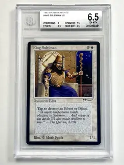 1993 Magic the Gathering MTG CCG Arabian Nights KING SULEIMAN BGS 6.5 EX-MT+ - Image 1