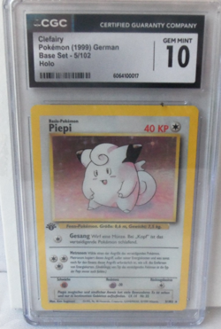 Clefairy PiepI 1st Edition 5/102 Holo Pokemon Base Set 1999 GERMAN Grade 10 - Image 1