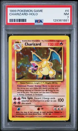 1999 POKEMON WoTC BASE SET UNLIMITED # 4/102 CHARIZARD HOLO 💎PSA 7 NM💎 - Image 1