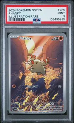 2024 Pokemon TCG Phanpy #205 Illustration Rare PSA 9 - Image 1