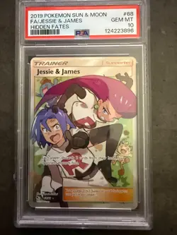 Pokemon 2019 Sun Moon Hidden Fates Full Art Trainer JESSE & JAMES #68 PSA 10 Gem - Image 1