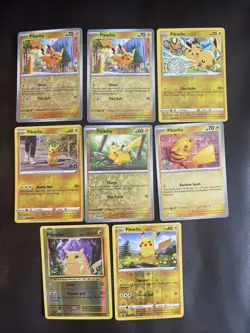Pikachu 8 Card Lot All Reverse Holos Pokemon TCG - Evolutions Evolving Skies Etc - Image 1