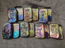 Pokemon TCG 7x EMPTY Prismatic Evolutions Mini Tins (w/ coins and art cards) - Image 1