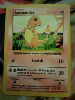 Charmander 46/102 Shadowless Base Set Pokemon Card Common LP/NM - Image 2