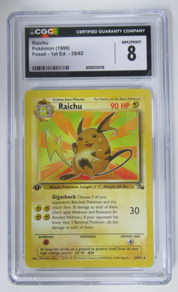 1999 Pokemon Fossil 1st Edition Raichu 29/62 CGC 8 - Image 1