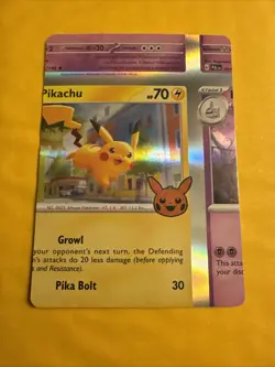 Pokemon Card - Pikachu Error Miscut NFC Trick or Trade Holo Rare - Image 1