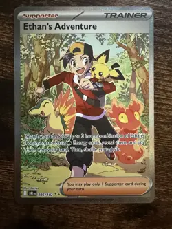 Pokemon TCG Destined Rivals Ethan's Adventure Full Art Trainer Card 236/182 - Image 3