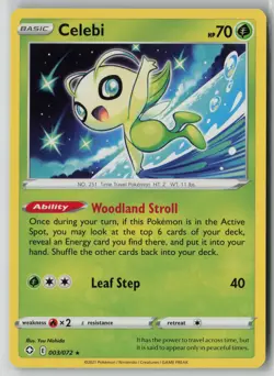Celebi 3/72 Pokemon Shining Fates Rare Near Mint Card (NM) 1 - Image 1