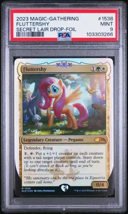 2023 MTG SECRET LAIR DROP PONIES: THE GALLOPING 2-FOIL #1538 FLUTTERSHY PSA 9 - Image 1