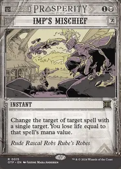 1x Imp's Mischief - Extended Art Showcase NM Eng MTG - OTJ : Breaking News - Image 1