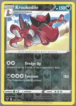 POKEMON VIVID VOLTAGE REVERSE HOLO RARE KROOKODILE 109/185 NM/MINT PACK FRESH - Image 1