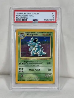 1999 Pokemon TCG Nidoqueen Jungle Set Error Card No Symbol 7/64 Holo PSA 5 EX - Image 1