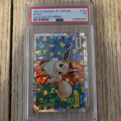 1997 POKEMON JPN TOPSUN BLOCK PRISM #133 EEVEE PSA 1 - Image 1