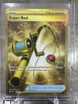 Super Rod 276/193 Pokemon TCG 2023 Secret Rare Gold Trainer Paldea Evolved NM - Image 1