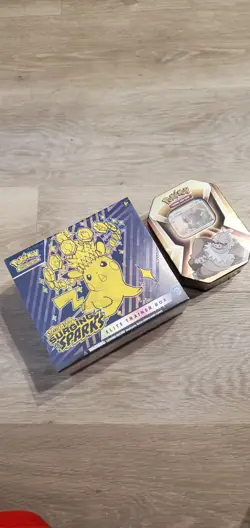 Pokemon Surging Sparks Elite Trainer Box Center ETB Sealed Whammy Tin Slacking - Image 1