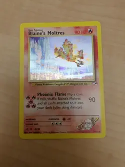 Pokemon TCG Blaine's Moltres Gym Heroes Holo Card 1/132 Unlimited Rare NM - Image 1