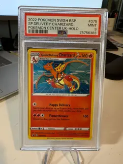 2022 POKEMON SWSH BLACK STAR PROMO #075 SPECIAL DELIVERY CHARIZARD HOLO PSA 9 - Image 1