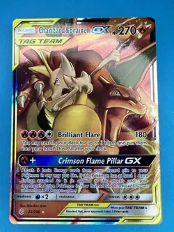 2019 Pokemon Sun & Moon Cosmic Eclipse Charizard Braixen Tag Team Holo #22/236 - Image 1