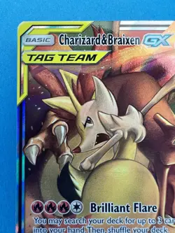 2019 Pokemon Sun & Moon Cosmic Eclipse Charizard Braixen Tag Team Holo #22/236 - Image 3
