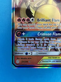 2019 Pokemon Sun & Moon Cosmic Eclipse Charizard Braixen Tag Team Holo #22/236 - Image 4