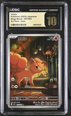 2025 POKEMON JAPANESE M1L-MEGA BRAVE ART RARE #067 VULPIX CGC Pristine 10 - Image 1