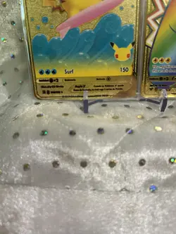 2× Metal Pokemon Cards - Pikachu VMAX & Surfing Pikachu V Gold Collectible - Image 4