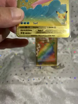 2× Metal Pokemon Cards - Pikachu VMAX & Surfing Pikachu V Gold Collectible - Image 5