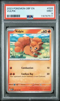 2023 POKEMON OBF EN-OBSIDIAN FLAMES #028 VULPIX PSA 9 - Image 1