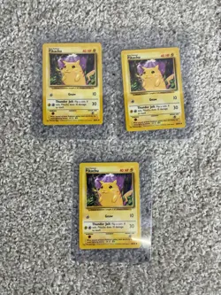 Lot of 3 Vintage 1999 Wizards Pokemon TCG Base Set Pikachu Mitsuhiro Arita - Image 1