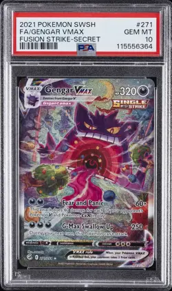 2021 POKEMON SWORD & SHIELD FUSION STRIKE SECRET FULL ART/GENGAR VMAX PSA 10 - Image 1