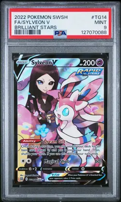 2022 POKEMON SWORD & SHIELD BRILLIANT STARS #TG14 FULL ART/SYLVEON V PSA 9 - Image 1