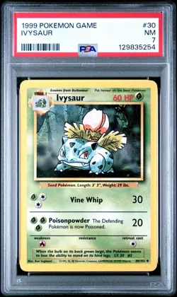 Ivysaur 1999 Pokemon Base Set #30 PSA NM 7 - Image 1