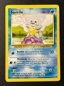 Squirtle 63/102 4th Print Base Set - Common Pokemon Card - WOTC HP - Image 1