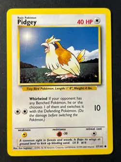 Pidgey 57/102 4th Print Base Set - Common Pokemon Card - WOTC B LP + - Image 1