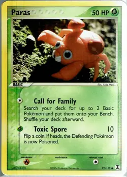 Pokemon Card Trading Card Game FireRed & LeafGreen No. 72/112 Paras English - Image 1