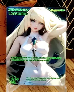 Pokemon Lusamine Anima Waifu Sexy Doujin ACG DIY Trainer Full Art Card Holo - Image 1