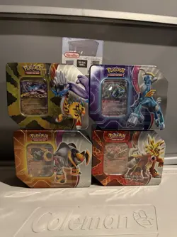 🎄Pokemon TCG Paradox Destinies Tins Set ALL 4 Tins FACTORY SEALED Ship TODAY - Image 1
