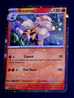 2023 Pokemon ARCANINE Black Star Promo HOLO BLEED Error Card SVP #011 Rare SWIRL - Image 1