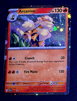 2023 Pokemon ARCANINE Black Star Promo HOLO BLEED Error Card SVP #011 Rare SWIRL - Image 5