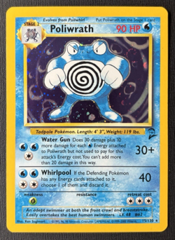 SWIRL Pokemon Poliwrath 15/130 Base Set 2 Holo Rare (LP - Lightly Played) - Image 1