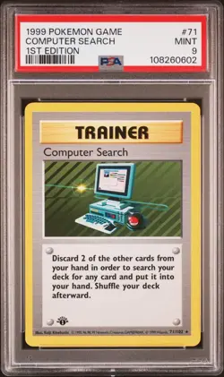 PSA 9 1st Edition Computer Search #71 Base Set Shadowless Pokemon Card 1999 - Image 1