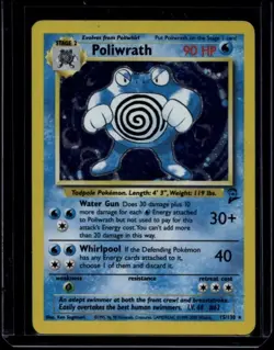 Pokemon TCG Poliwrath 15/130 Base Set 2 Holo Rare MP - Image 1