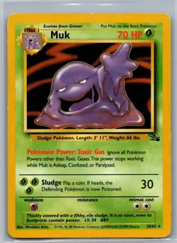 Pokemon TCG Fossil Muk 28 NON-HOLO - Image 1