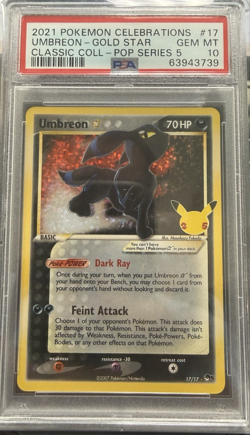 2021 Pokemon Celebrations Pop Series 5 Gold Star #17 Umbreon Gem Mint PSA 10 - Image 1