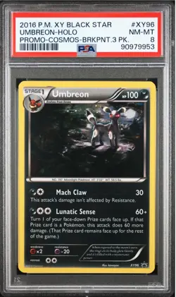 2016 Pokemon Xy Black Star Promo Umbreon #XY96 Cosmos Holo Breakpoint PSA 8 - Image 1