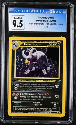 Pokemon CGC 10 (Blue 9.5) 1st Edition houndoom Neo Discovery Holo 4/75 Gem Mint - Image 1