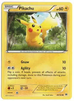 2015 ANIME POKEMON GAMEFREAK NINTENDO CARD PIKACHU GNAW AGILITY 48/162 ~K31 - Image 1