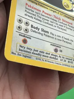 Pokemon Snorlax Jungle Holo Card 11/64 Misprint No Symbol HP/Damaged - Image 5