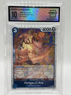 PORTGAS D. ACE 2025 ONE PIECE EN #P-074 CARD THE BEST VOL. 2 ARENA GEM MINT 10 - Image 1